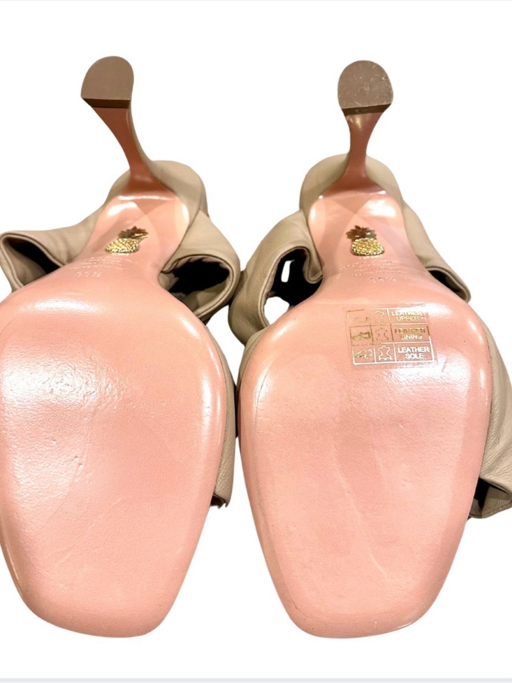 Never Worn Aquazzura Tan Knotted Leather Mule Heels - Picture 4 of 6
